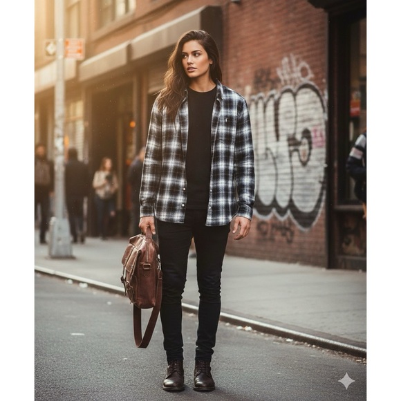 All Saints Tops - ALLSAINTS‎ Flannel Striped Shirt